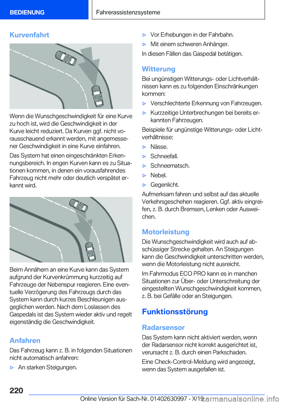 BMW 2 SERIES GRAN COUPE 2020  Betriebsanleitungen (in German) �K�u�r�v�e�n�f�a�h�r�t
�W�e�n�n��d�i�e��W�u�n�s�c�h�g�e�s�c�h�w�i�n�d�i�g�k�e�i�t��f�