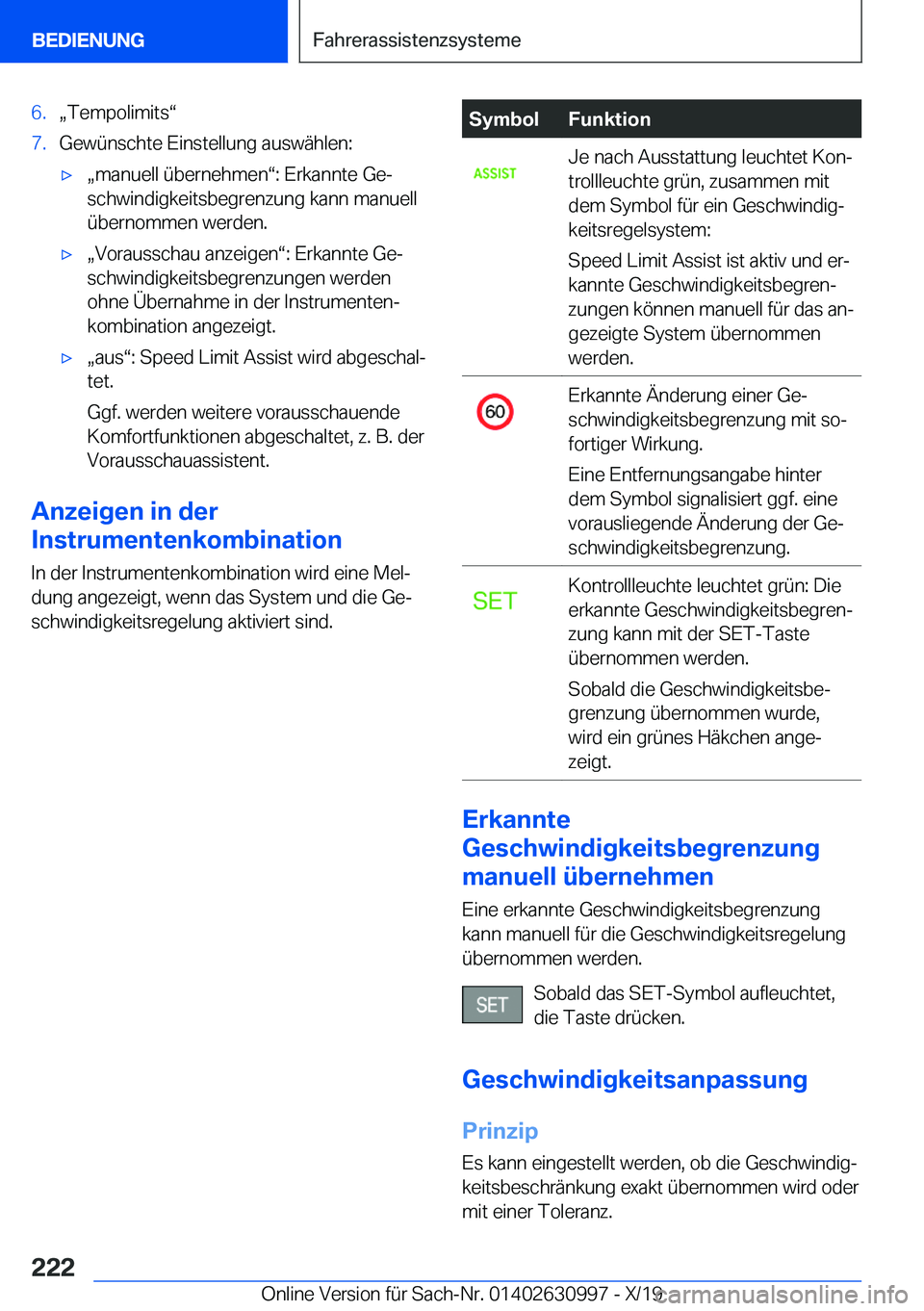 BMW 2 SERIES GRAN COUPE 2020  Betriebsanleitungen (in German) �6�.x�T�e�m�p�o�l�i�m�i�t�sv�7�.�G�e�w�