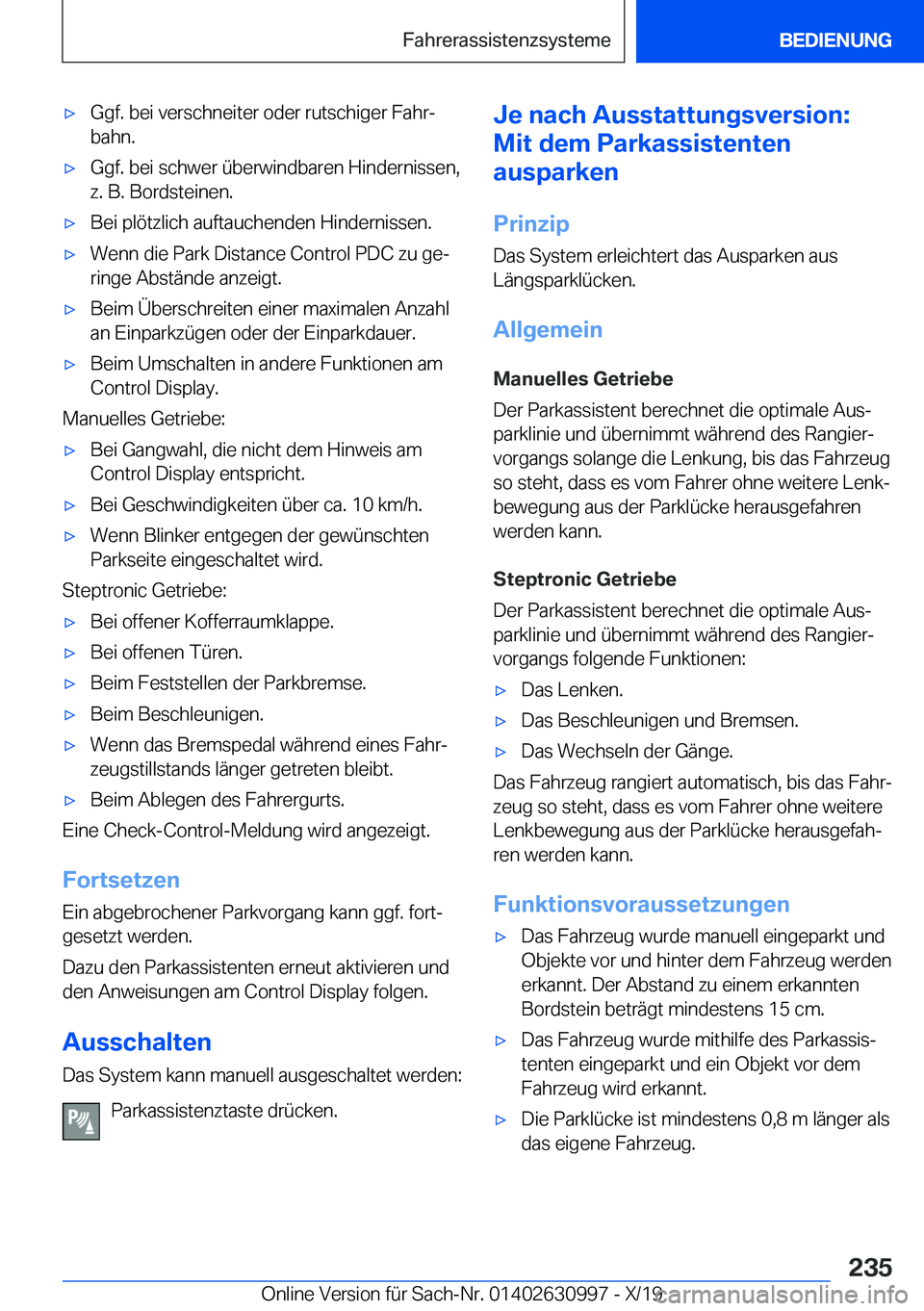 BMW 2 SERIES GRAN COUPE 2020  Betriebsanleitungen (in German) x�G�g�f�.��b�e�i��v�e�r�s�c�h�n�e�i�t�e�r��o�d�e�r��r�u�t�s�c�h�i�g�e�r��F�a�h�rj�b�a�h�n�.x�G�g�f�.��b�e�i��s�c�h�w�e�r��