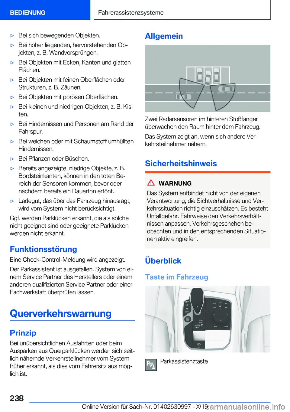 BMW 2 SERIES GRAN COUPE 2020  Betriebsanleitungen (in German) x�B�e�i��s�i�c�h��b�e�w�e�g�e�n�d�e�n��O�b�j�e�k�t�e�n�.x�B�e�i��h�