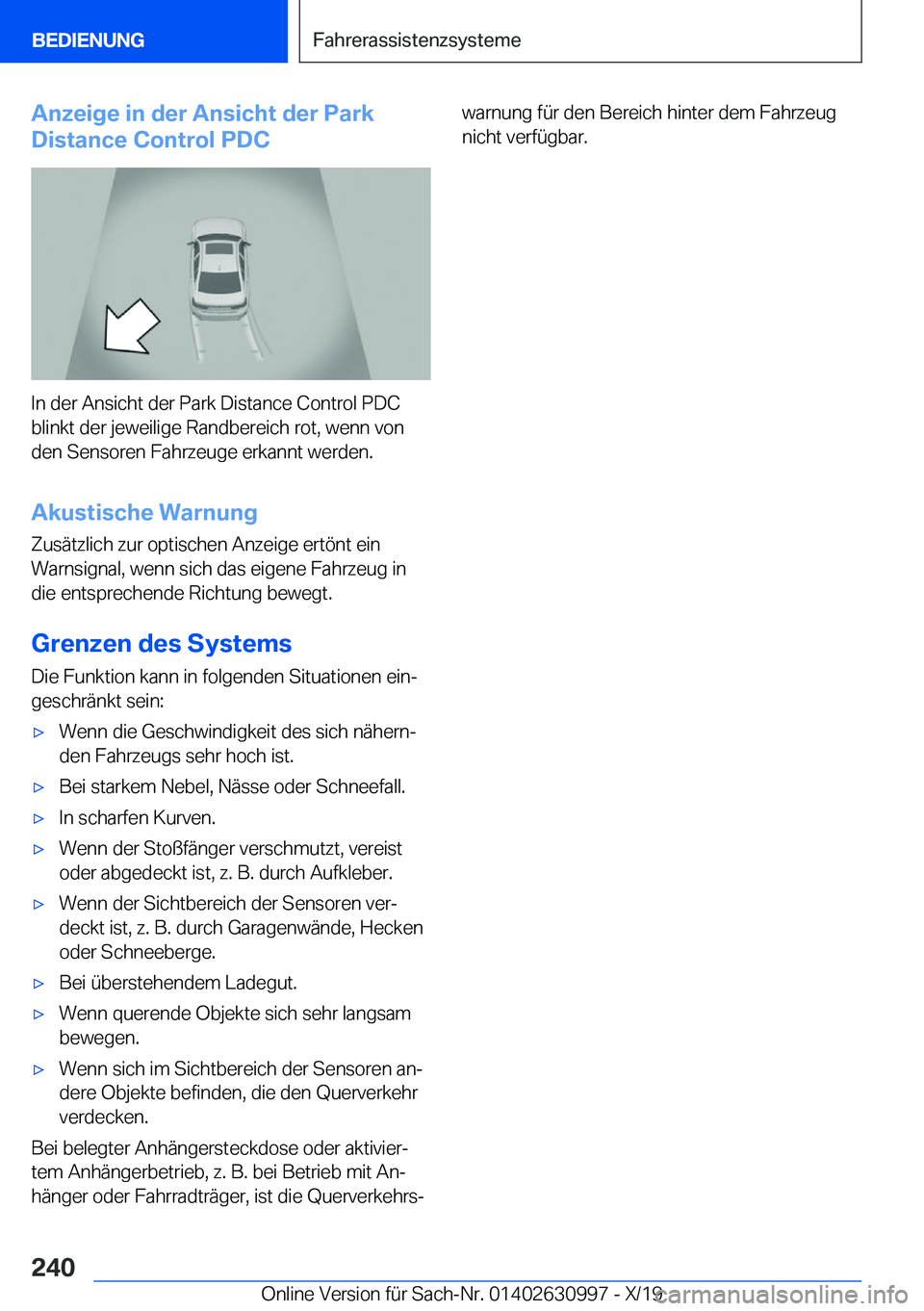 BMW 2 SERIES GRAN COUPE 2020  Betriebsanleitungen (in German) �A�n�z�e�i�g�e��i�n��d�e�r��A�n�s�i�c�h�t��d�e�r��P�a�r�k
�D�i�s�t�a�n�c�e��C�o�n�t�r�o�l��P�D�C
�I�n��d�e�r��A�n�s�i�c�h�t��d�e�r��P�a�r�k��D�i�s�t�a�n�c�e��C�o�n�t�r�o�l��P�D�C
�b�l�i�
