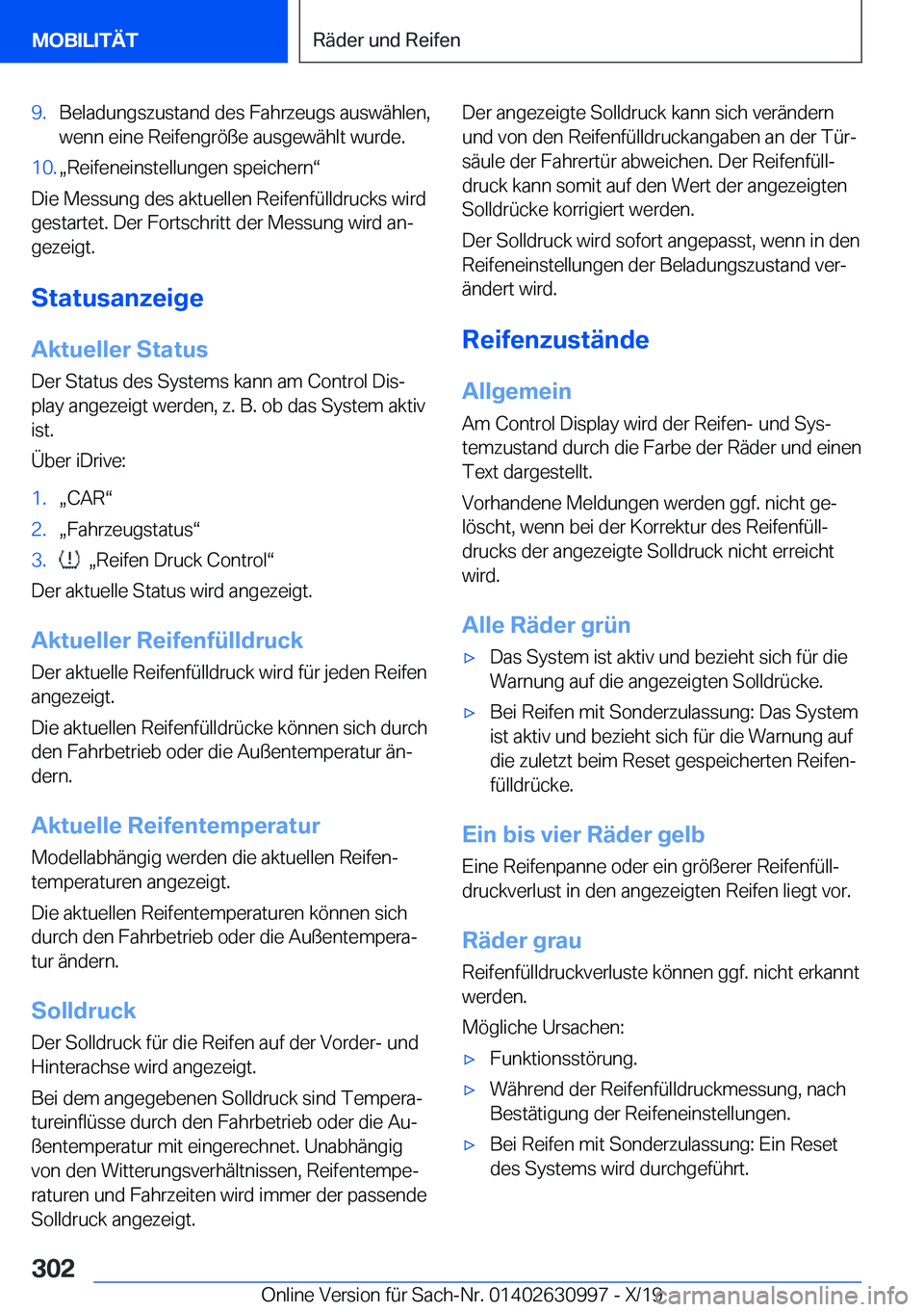 BMW 2 SERIES GRAN COUPE 2020  Betriebsanleitungen (in German) �9�.�B�e�l�a�d�u�n�g�s�z�u�s�t�a�n�d��d�e�s��F�a�h�r�z�e�u�g�s��a�u�s�w�