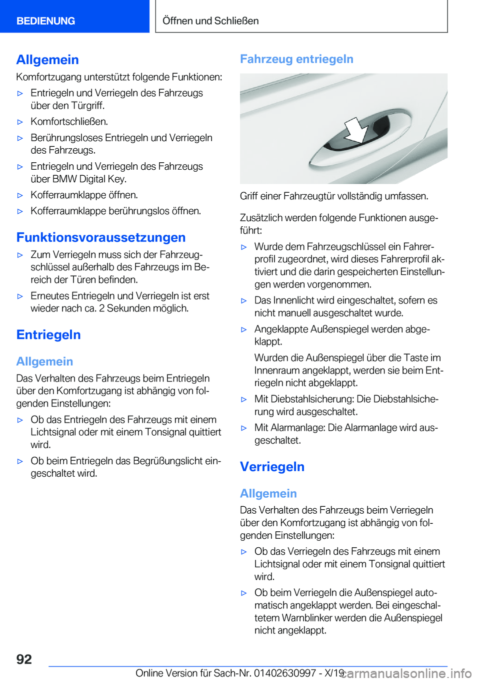 BMW 2 SERIES GRAN COUPE 2020  Betriebsanleitungen (in German) �A�l�l�g�e�m�e�i�n
�K�o�m�f�o�r�t�z�u�g�a�n�g��u�n�t�e�r�s�t�