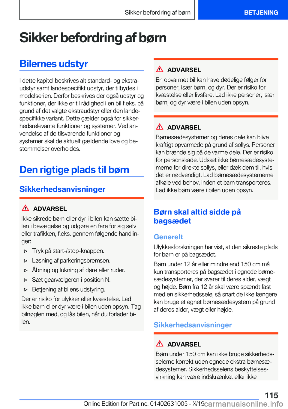 BMW 2 SERIES GRAN COUPE 2020  InstruktionsbØger (in Danish) �S�i�k�k�e�r��b�e�f�o�r�d�r�i�n�g��a�f��b�