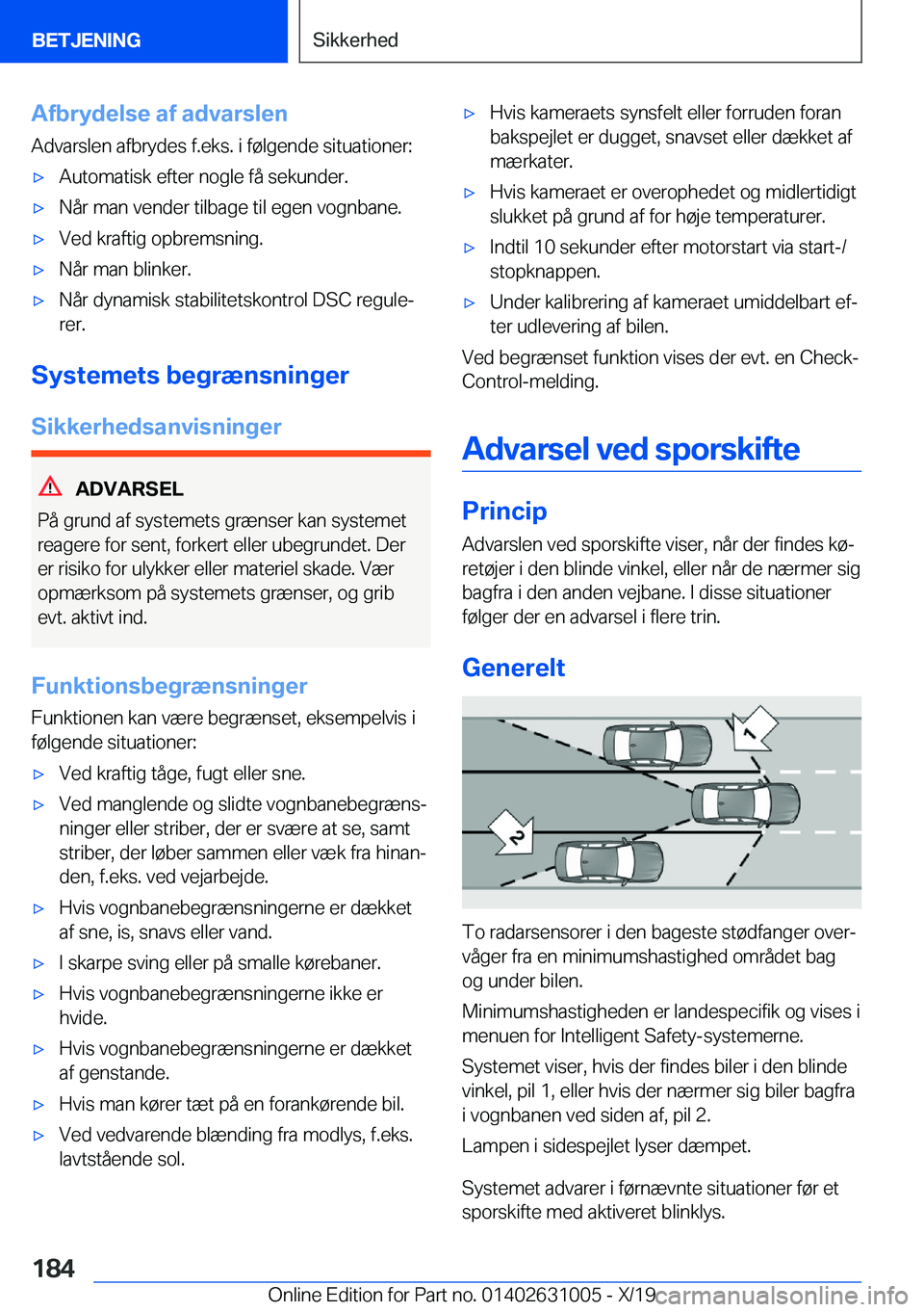BMW 2 SERIES GRAN COUPE 2020  InstruktionsbØger (in Danish) �A�f�b�r�y�d�e�l�s�e��a�f��a�d�v�a�r�s�l�e�n�A�d�v�a�r�s�l�e�n��a�f�b�r�y�d�e�s��f�.�e�k�s�.��i��f�