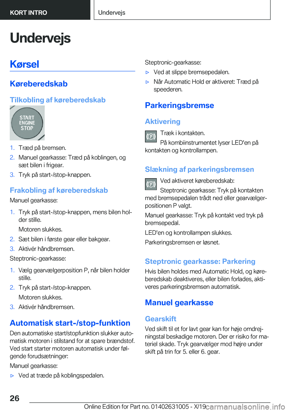 BMW 2 SERIES GRAN COUPE 2020  InstruktionsbØger (in Danish) �U�n�d�e�r�v�e�j�s�K�