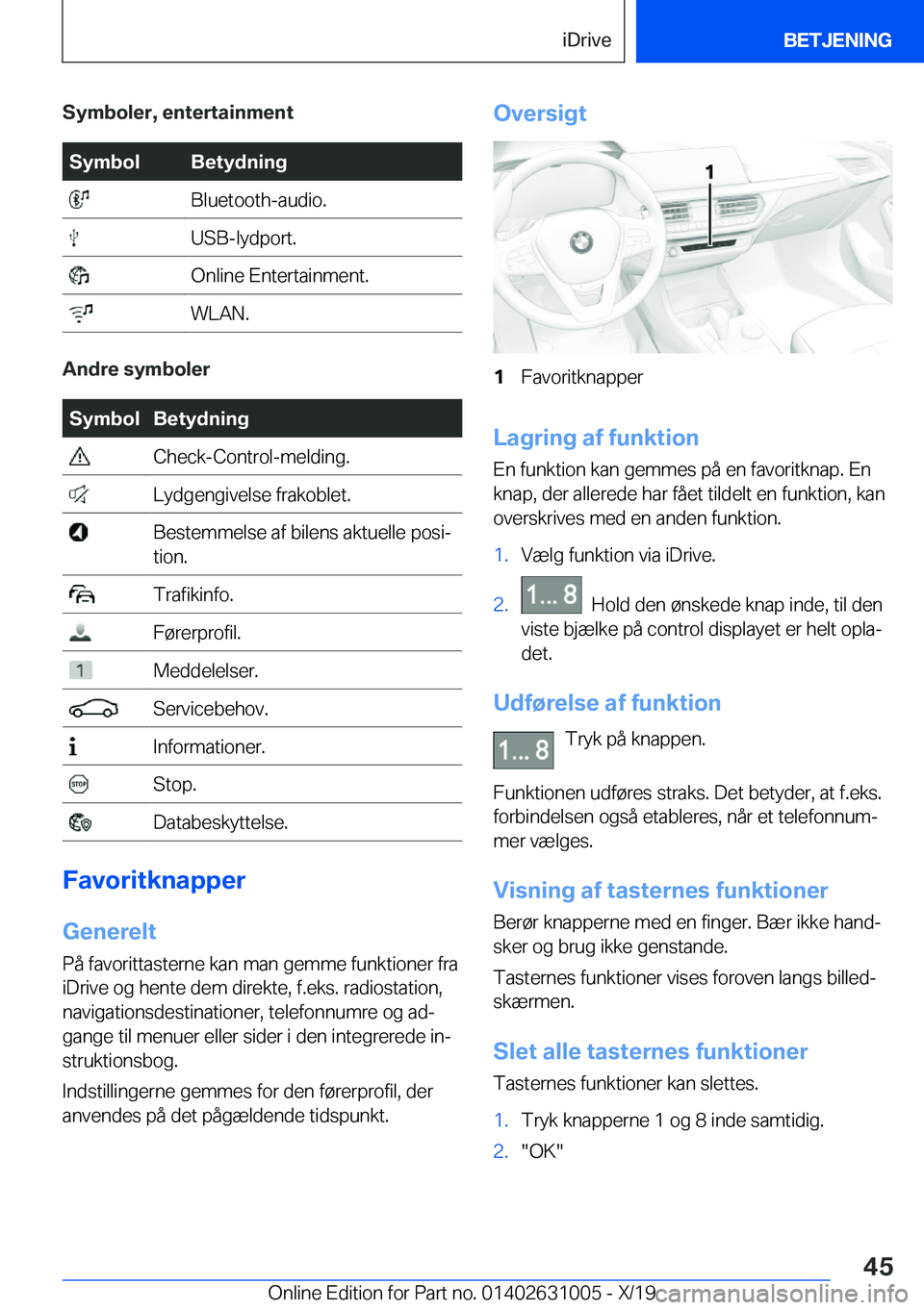 BMW 2 SERIES GRAN COUPE 2020  InstruktionsbØger (in Danish) �S�y�m�b�o�l�e�r�,��e�n�t�e�r�t�a�i�n�m�e�n�t�S�y�m�b�o�l�B�e�t�y�d�n�i�n�g��B�l�u�e�t�o�o�t�h�-�a�u�d�i�o�.��U�S�B�-�l�y�d�p�o�r�t�.��O�n�l�i�n�e��E�n�t�e�r�t�a�i�n�m�e�n�t�.��W�L�A�N�.
�A�n�d�