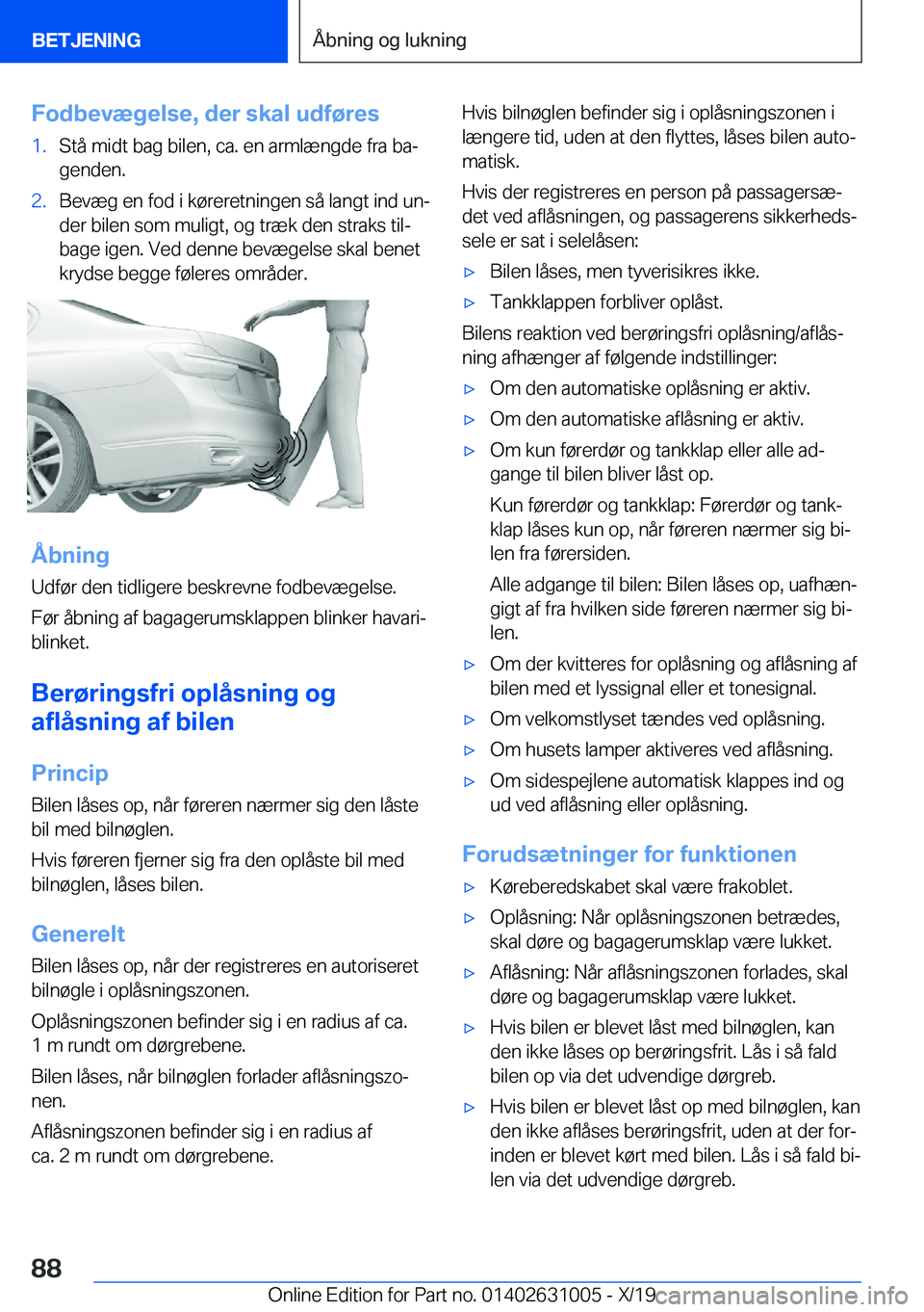 BMW 2 SERIES GRAN COUPE 2020  InstruktionsbØger (in Danish) �F�o�d�b�e�v�æ�g�e�l�s�e�,��d�e�r��s�k�a�l��u�d�f�