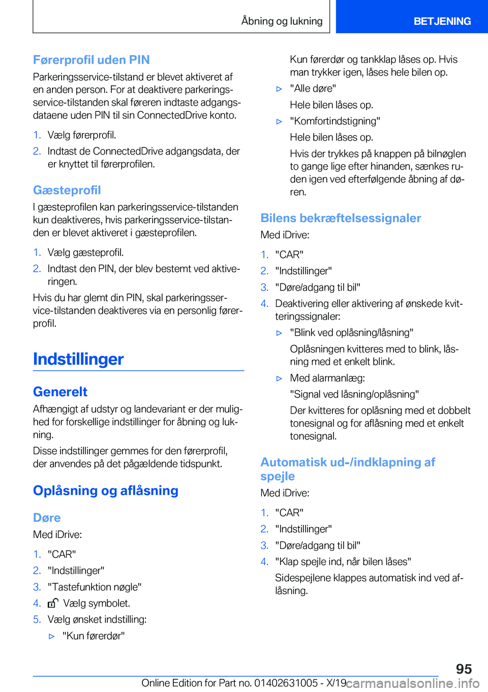 BMW 2 SERIES GRAN COUPE 2020  InstruktionsbØger (in Danish) �F�