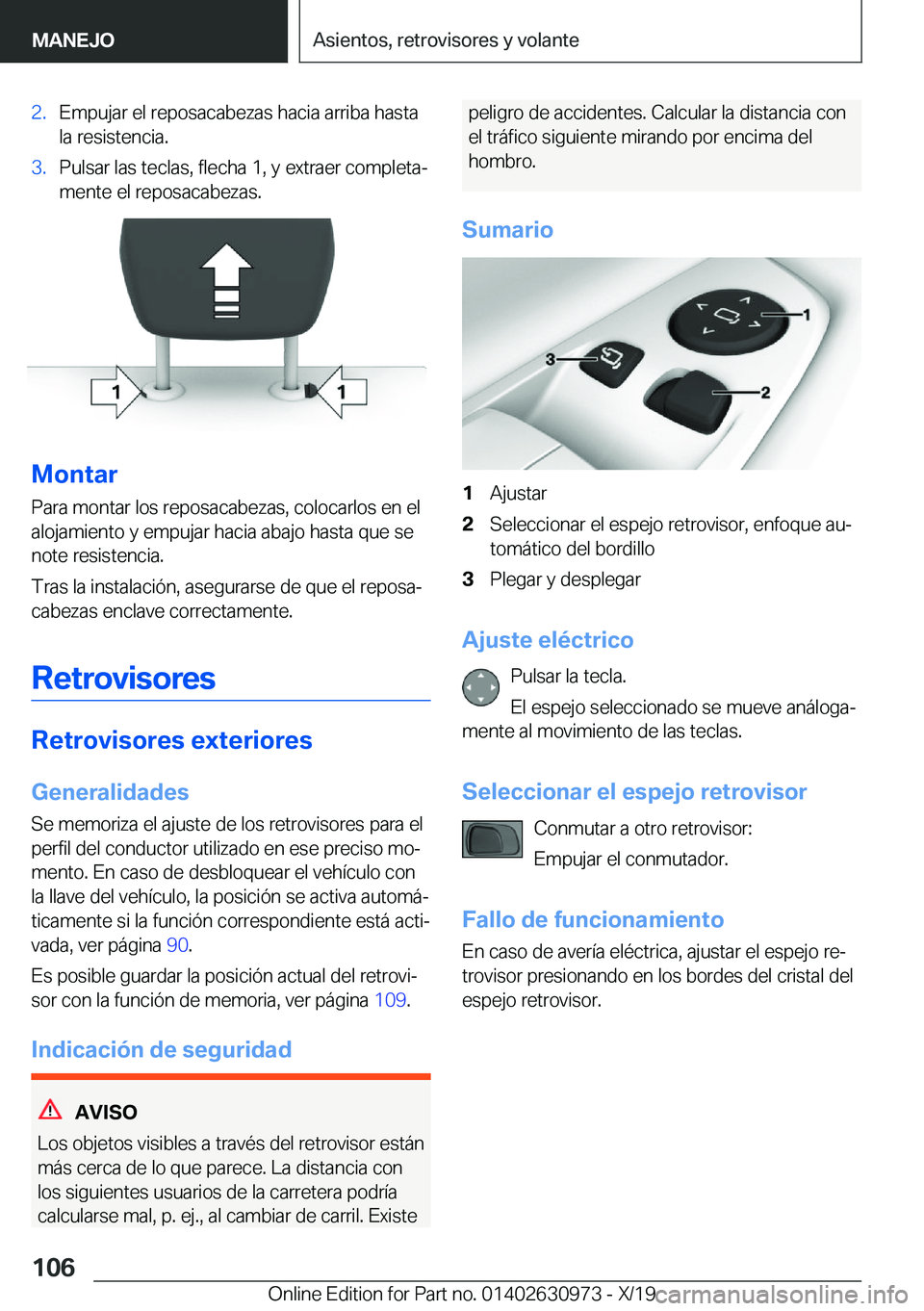 BMW 2 SERIES GRAN COUPE 2020  Manuales de Empleo (in Spanish) �2�.�E�m�p�u�j�a�r��e�l��r�e�p�o�s�a�c�a�b�e�z�a�s��h�a�c�i�a��a�r�r�i�b�a��h�a�s�t�a�l�a��r�e�s�i�s�t�e�n�c�i�a�.�3�.�P�u�l�s�a�r��l�a�s��t�e�c�l�a�s�,��f�l�e�c�h�a��1�,��y��e�x�t�r�a�e�r