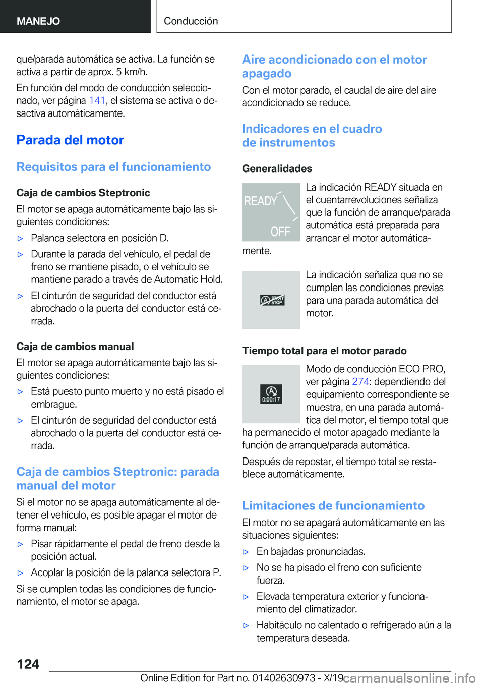 BMW 2 SERIES GRAN COUPE 2020  Manuales de Empleo (in Spanish) �q�u�e�/�p�a�r�a�d�a��a�u�t�o�m�