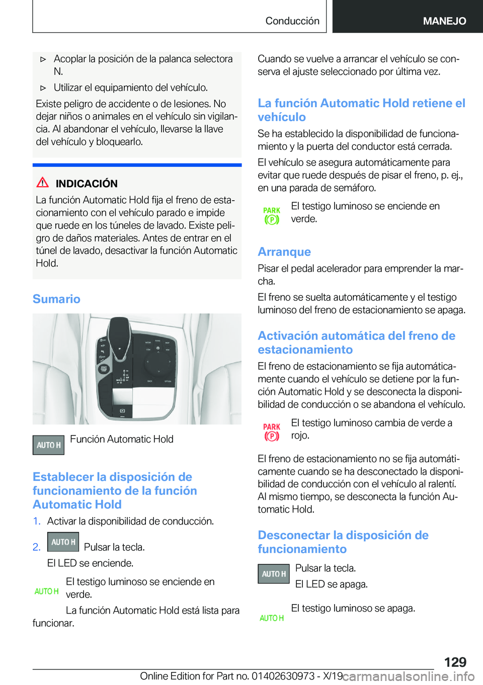 BMW 2 SERIES GRAN COUPE 2020  Manuales de Empleo (in Spanish) x�A�c�o�p�l�a�r��l�a��p�o�s�i�c�i�