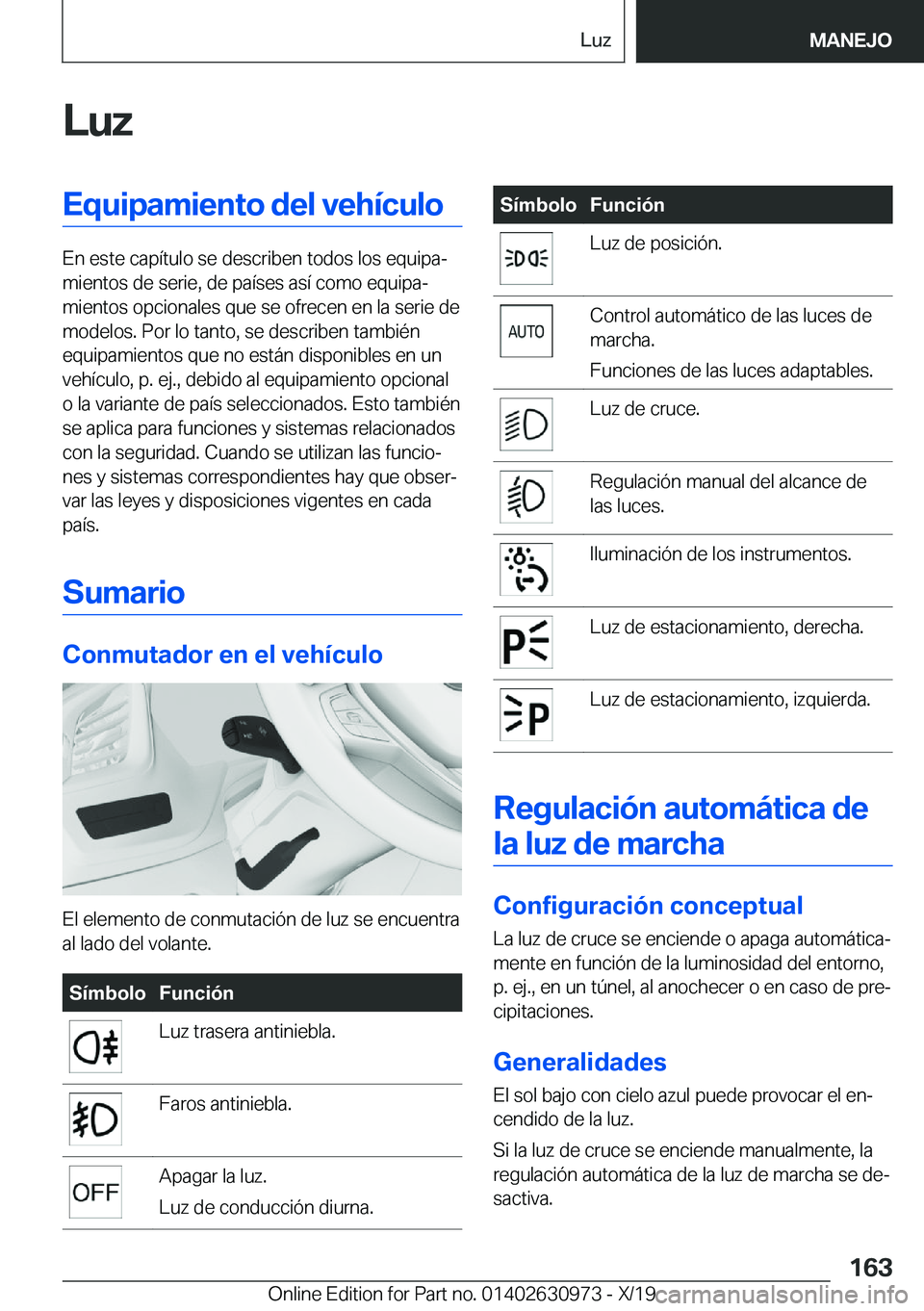 BMW 2 SERIES GRAN COUPE 2020  Manuales de Empleo (in Spanish) �L�u�z�E�q�u�i�p�a�m�i�e�n�t�o��d�e�l��v�e�h�