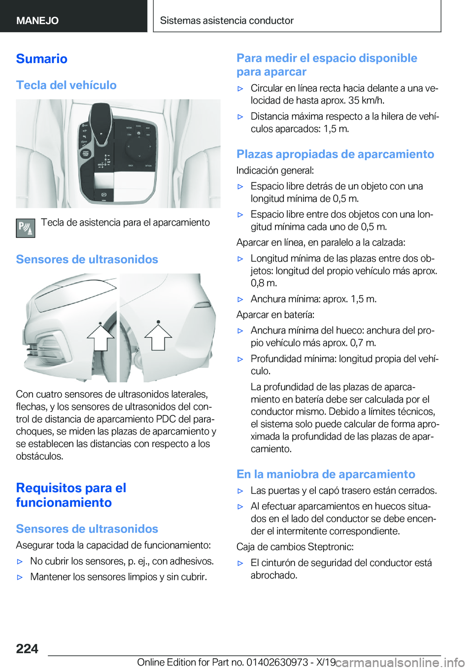 BMW 2 SERIES GRAN COUPE 2020  Manuales de Empleo (in Spanish) �S�u�m�a�r�i�o�T�e�c�l�a��d�e�l��v�e�h�