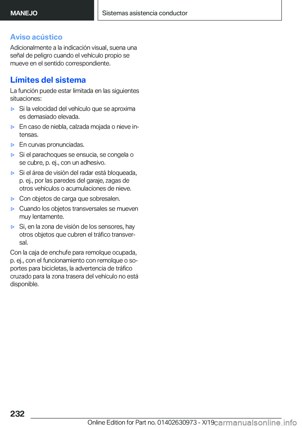BMW 2 SERIES GRAN COUPE 2020  Manuales de Empleo (in Spanish) �A�v�i�s�o��a�c�