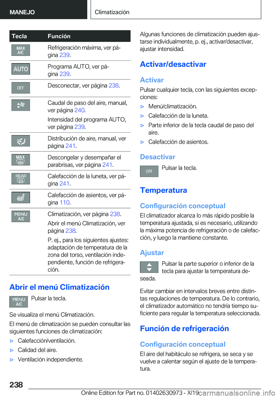 BMW 2 SERIES GRAN COUPE 2020  Manuales de Empleo (in Spanish) �T�e�c�l�a�F�u�n�c�i�