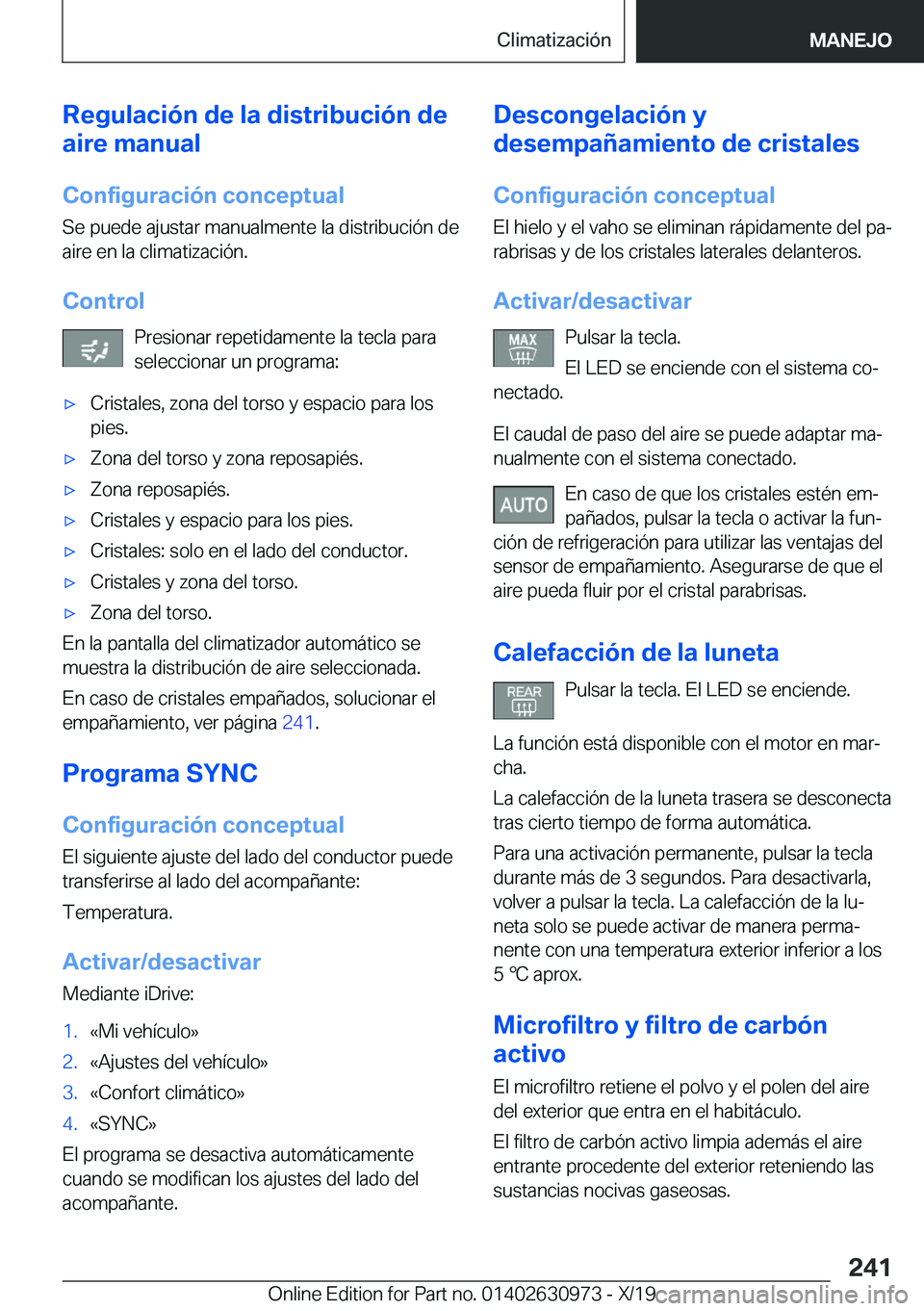 BMW 2 SERIES GRAN COUPE 2020  Manuales de Empleo (in Spanish) �R�e�g�u�l�a�c�i�