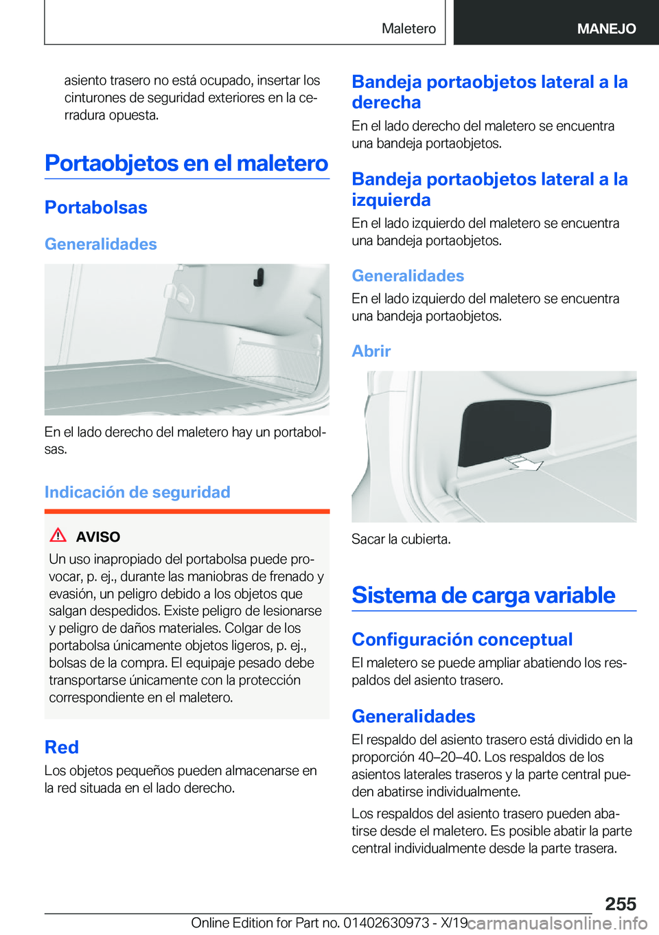 BMW 2 SERIES GRAN COUPE 2020  Manuales de Empleo (in Spanish) �a�s�i�e�n�t�o��t�r�a�s�e�r�o��n�o��e�s�t�