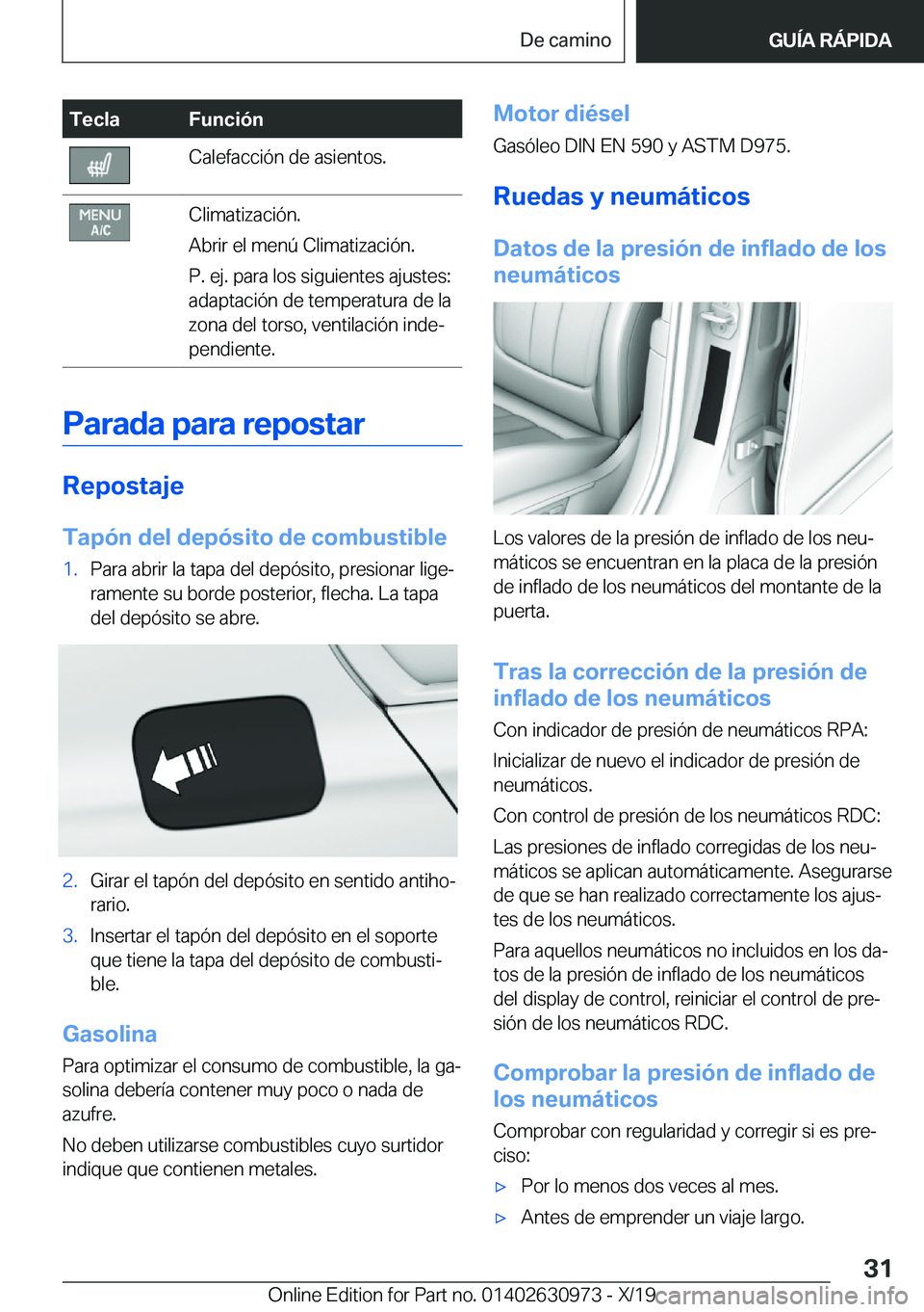 BMW 2 SERIES GRAN COUPE 2020  Manuales de Empleo (in Spanish) �T�e�c�l�a�F�u�n�c�i�