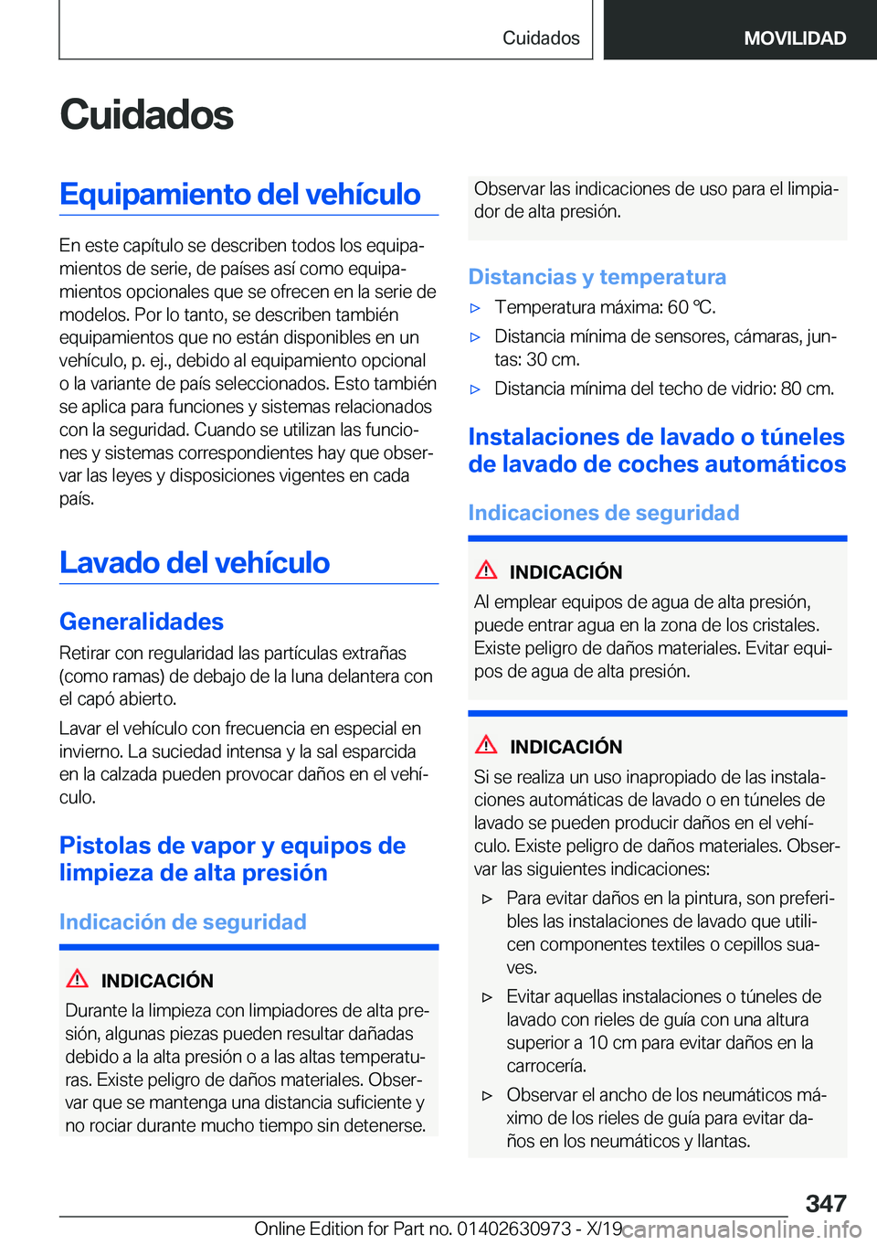 BMW 2 SERIES GRAN COUPE 2020  Manuales de Empleo (in Spanish) �C�u�i�d�a�d�o�s�E�q�u�i�p�a�m�i�e�n�t�o��d�e�l��v�e�h�