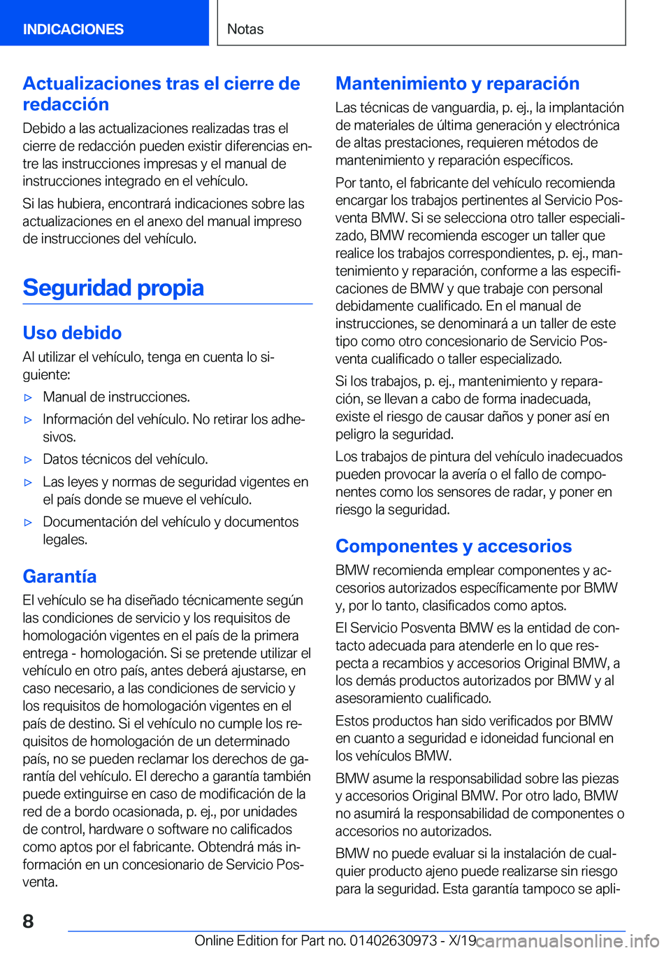 BMW 2 SERIES GRAN COUPE 2020  Manuales de Empleo (in Spanish) �A�c�t�u�a�l�i�z�a�c�i�o�n�e�s��t�r�a�s��e�l��c�i�e�r�r�e��d�e
�r�e�d�a�c�c�i�