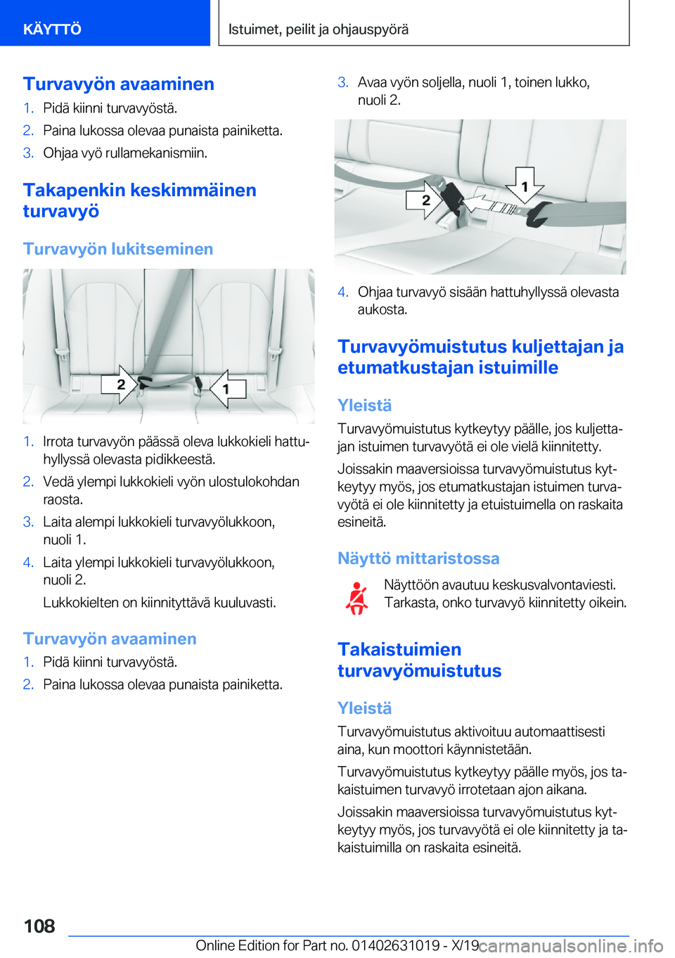 BMW 2 SERIES GRAN COUPE 2020  Omistajan Käsikirja (in Finnish) �T�u�r�v�a�v�y�