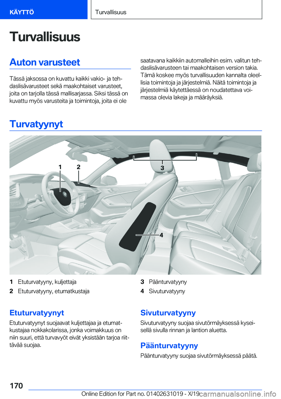 BMW 2 SERIES GRAN COUPE 2020  Omistajan Käsikirja (in Finnish) �T�u�r�v�a�l�l�i�s�u�u�s�A�u�t�o�n��v�a�r�u�s�t�e�e�t
�T�