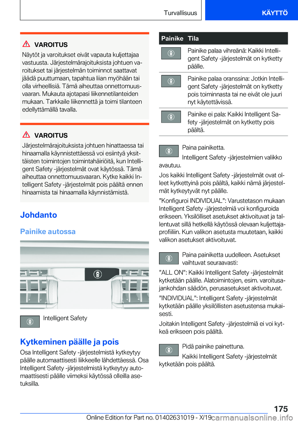 BMW 2 SERIES GRAN COUPE 2020  Omistajan Käsikirja (in Finnish) �V�A�R�O�I�T�U�S
�N�