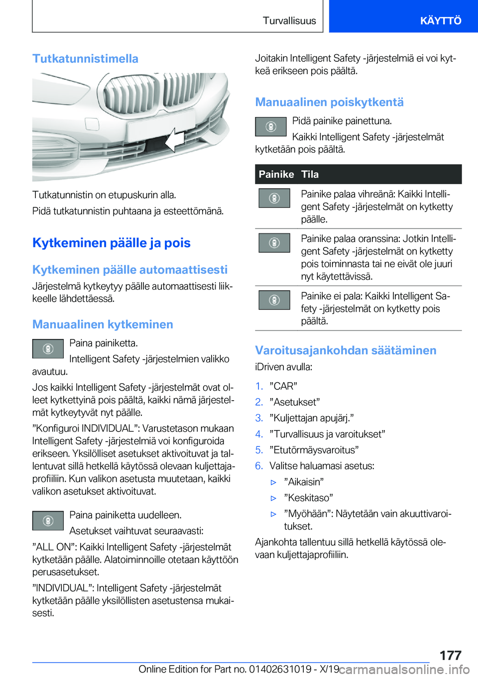 BMW 2 SERIES GRAN COUPE 2020  Omistajan Käsikirja (in Finnish) �T�u�t�k�a�t�u�n�n�i�s�t�i�m�e�l�l�a
�T�u�t�k�a�t�u�n�n�i�s�t�i�n��o�n��e�t�u�p�u�s�k�u�r�i�n��a�l�l�a�.
�P�i�d�