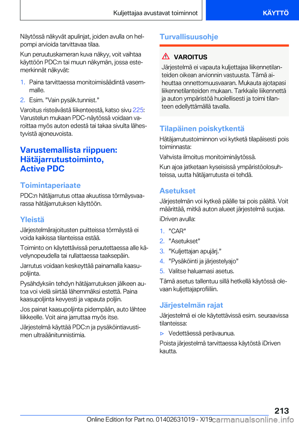 BMW 2 SERIES GRAN COUPE 2020  Omistajan Käsikirja (in Finnish) �N�