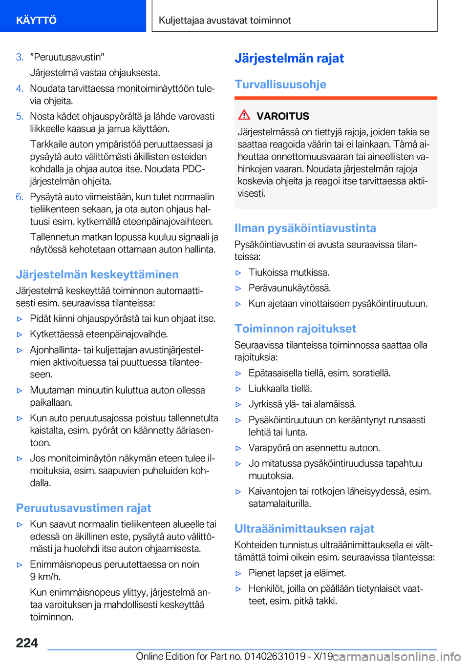 BMW 2 SERIES GRAN COUPE 2020  Omistajan Käsikirja (in Finnish) �3�.w�P�e�r�u�u�t�u�s�a�v�u�s�t�i�nw
�J�