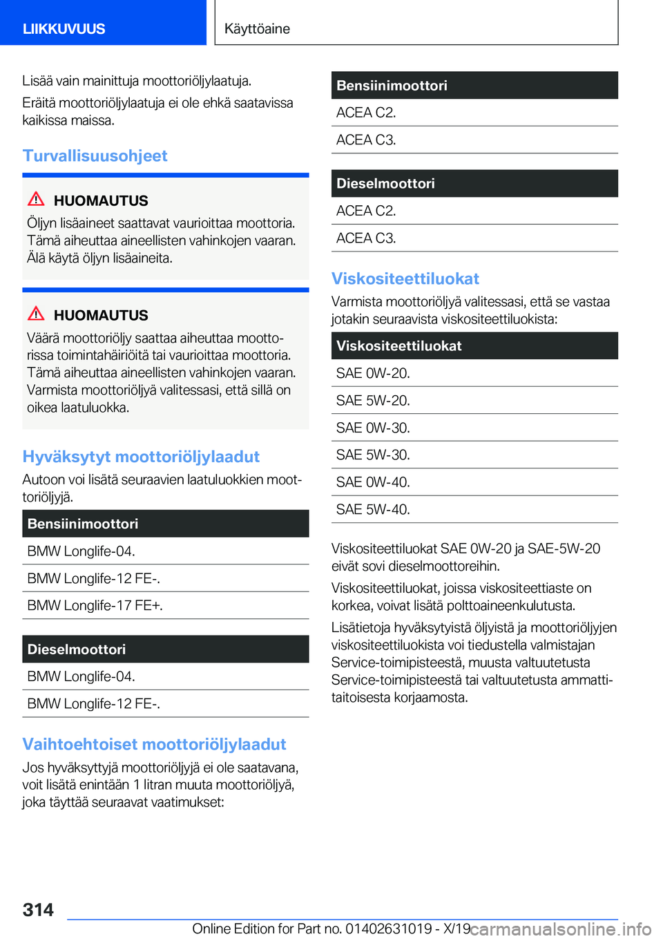 BMW 2 SERIES GRAN COUPE 2020  Omistajan Käsikirja (in Finnish) �L�i�s�