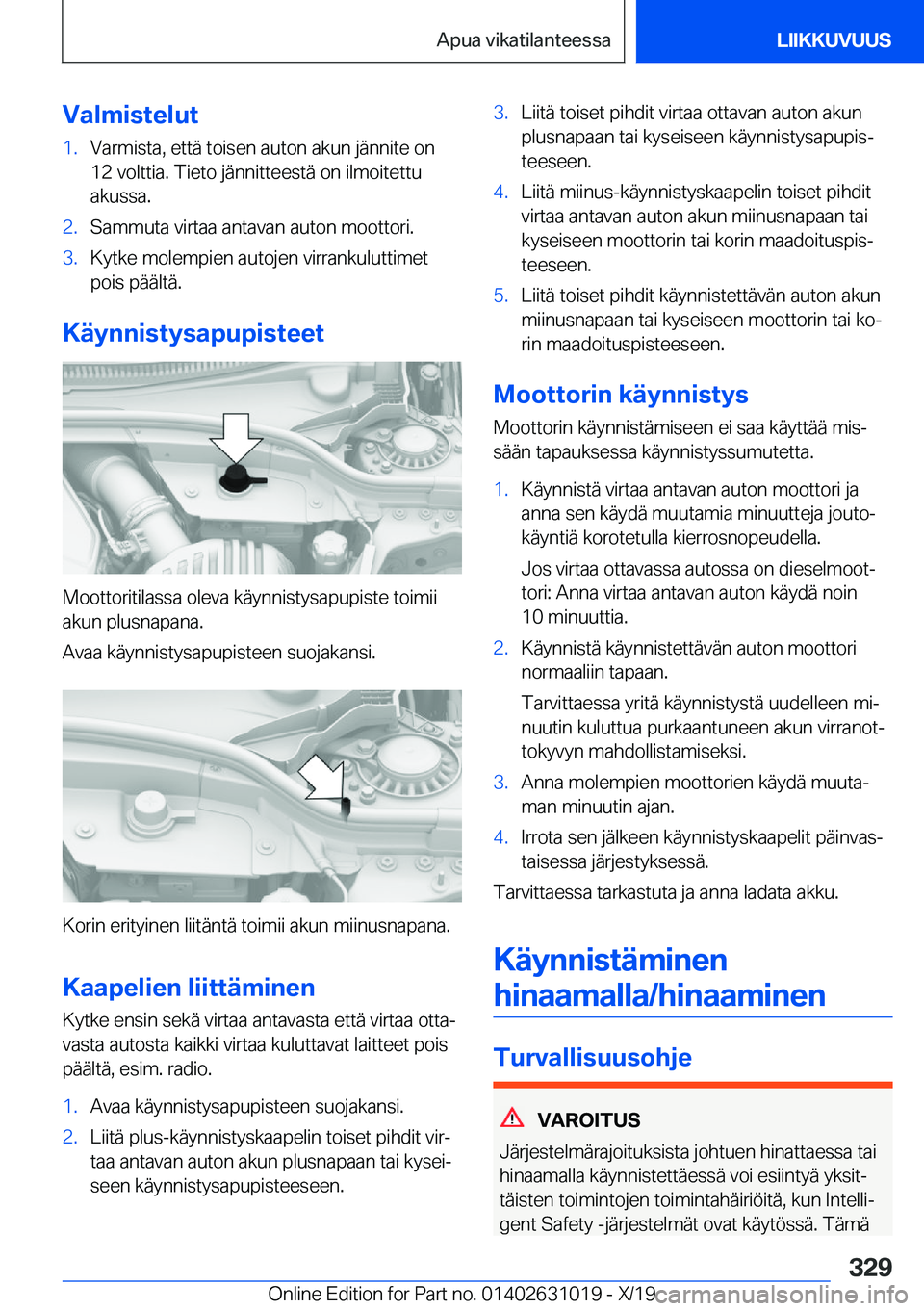 BMW 2 SERIES GRAN COUPE 2020  Omistajan Käsikirja (in Finnish) �V�a�l�m�i�s�t�e�l�u�t�1�.�V�a�r�m�i�s�t�a�,��e�t�t�