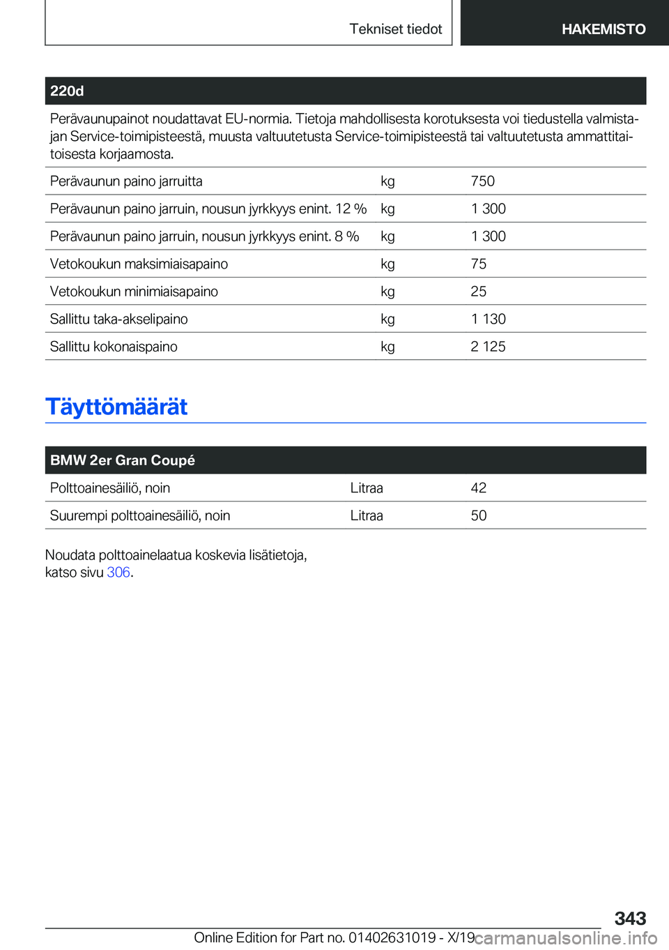 BMW 2 SERIES GRAN COUPE 2020  Omistajan Käsikirja (in Finnish) �2�2�0�d�P�e�r�