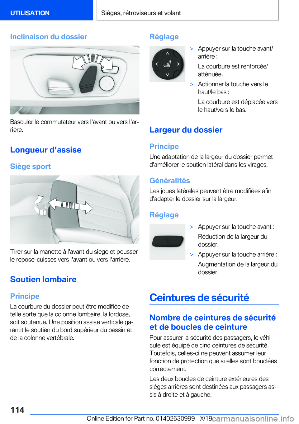 BMW 2 SERIES GRAN COUPE 2020  Notices Demploi (in French) �I�n�c�l�i�n�a�i�s�o�n��d�u��d�o�s�s�i�e�r
�B�a�s�c�u�l�e�r��l�e��c�o�m�m�u�t�a�t�e�u�r��v�e�r�s��l�'�a�v�a�n�t��o�u��v�e�r�s��l�'�a�rj
�r�i�è�r�e�.
�L�o�n�g�u�e�u�r��d�'�a�s�s
