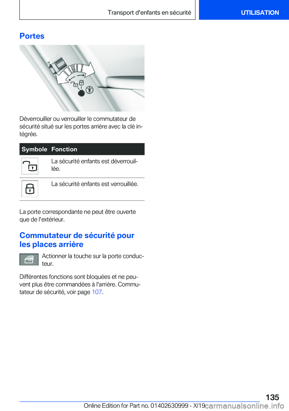 BMW 2 SERIES GRAN COUPE 2020  Notices Demploi (in French) �P�o�r�t�e�s
�D�é�v�e�r�r�o�u�i�l�l�e�r��o�u��v�e�r�r�o�u�i�l�l�e�r��l�e��c�o�m�m�u�t�a�t�e�u�r��d�e�s�é�c�u�r�i�t�é��s�i�t�u�é��s�u�r��l�e�s��p�o�r�t�e�s��a�r�r�i�è�r�e��a�v�e�c��l�a
