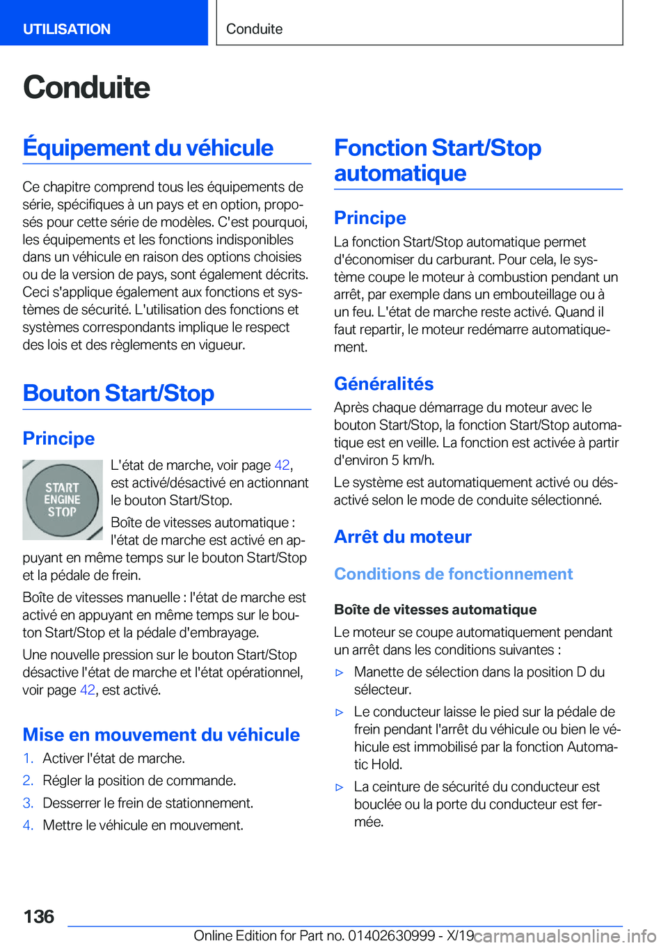 BMW 2 SERIES GRAN COUPE 2020  Notices Demploi (in French) �C�o�n�d�u�i�t�e�