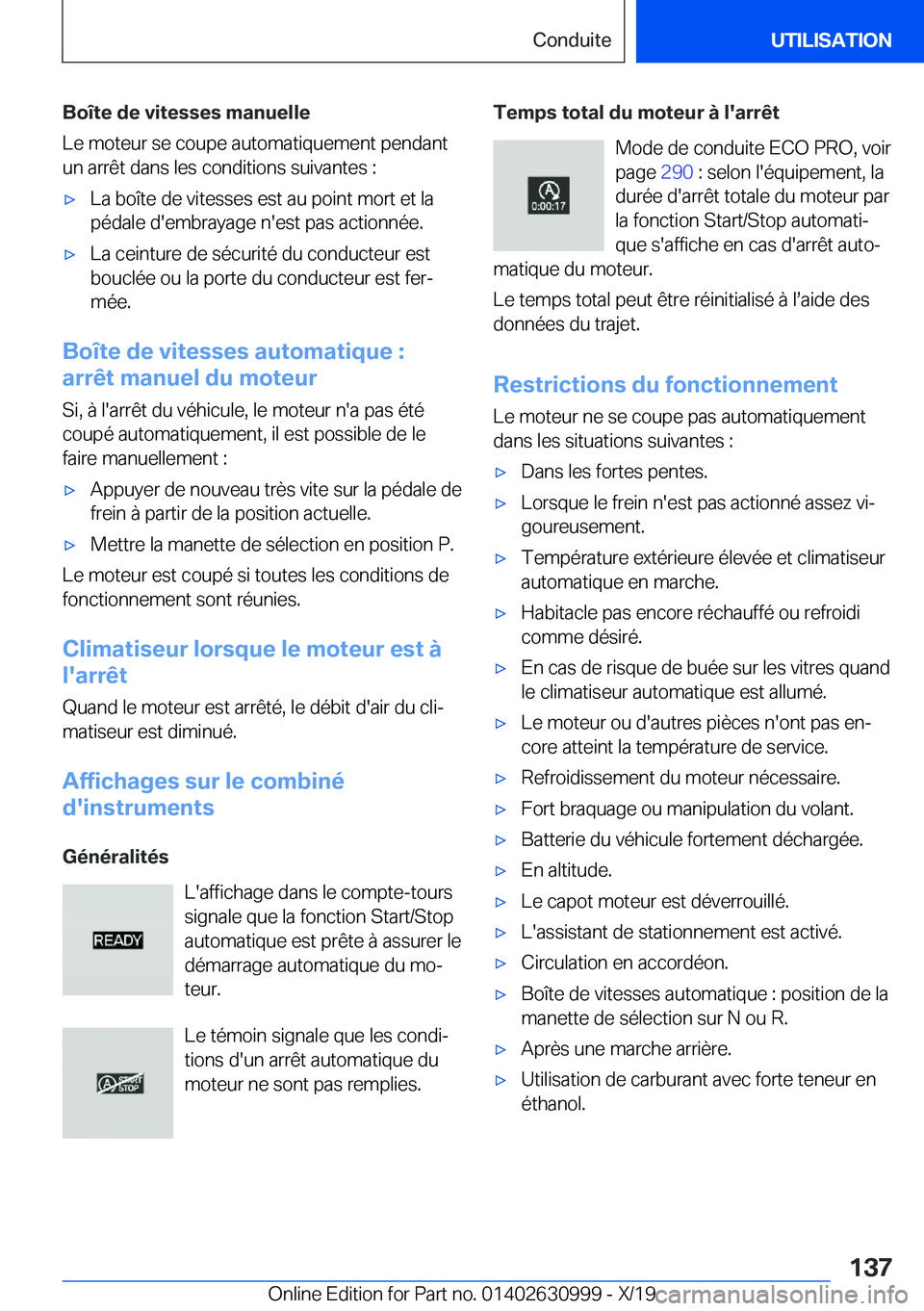 BMW 2 SERIES GRAN COUPE 2020  Notices Demploi (in French) �B�o�