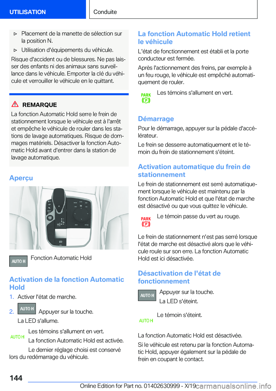 BMW 2 SERIES GRAN COUPE 2020  Notices Demploi (in French) 'x�P�l�a�c�e�m�e�n�t��d�e��l�a��m�a�n�e�t�t�e��d�e��s�é�l�e�c�t�i�o�n��s�u�r
�l�a��p�o�s�i�t�i�o�n��N�.'x�U�t�i�l�i�s�a�t�i�o�n��d�'�é�q�u�i�p�e�m�e�n�t�s��d�u��v�é�h�i�c�u�l