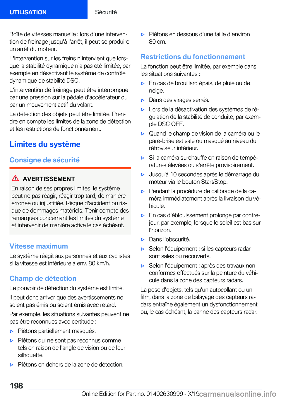BMW 2 SERIES GRAN COUPE 2020  Notices Demploi (in French) �B�o�