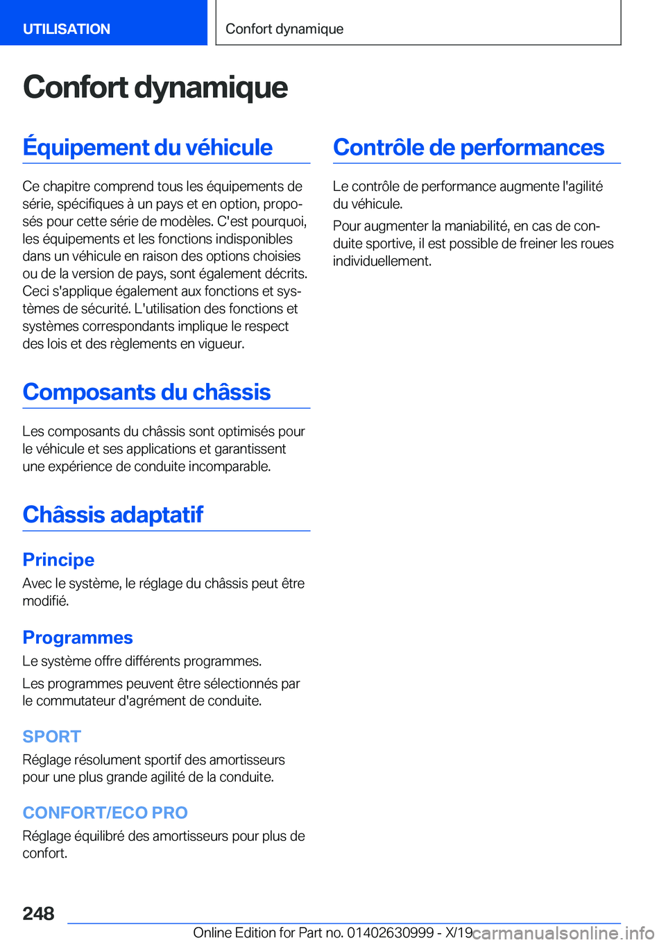 BMW 2 SERIES GRAN COUPE 2020  Notices Demploi (in French) �C�o�n�f�o�r�t��d�y�n�a�m�i�q�u�e�