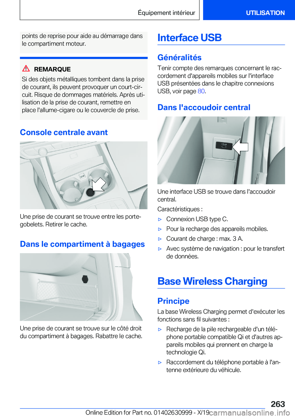 BMW 2 SERIES GRAN COUPE 2020  Notices Demploi (in French) �p�o�i�n�t�s��d�e��r�e�p�r�i�s�e��p�o�u�r��a�i�d�e��a�u��d�é�m�a�r�r�a�g�e��d�a�n�s
�l�e��c�o�m�p�a�r�t�i�m�e�n�t��m�o�t�e�u�r�.
�R�E�M�A�R�Q�U�E
�S�i��d�e�s��o�b�j�e�t�s��m�é�t�a�l�l�i�