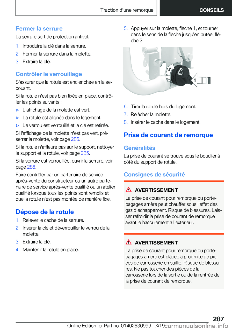 BMW 2 SERIES GRAN COUPE 2020  Notices Demploi (in French) �F�e�r�m�e�r��l�a��s�e�r�r�u�r�e
�L�a��s�e�r�r�u�r�e��s�e�r�t��d�e��p�r�o�t�e�c�t�i�o�n��a�n�t�i�v�o�l�.�1�.�I�n�t�r�o�d�u�i�r�e��l�a��c�l�é��d�a�n�s��l�a��s�e�r�r�u�r�e�.�2�.�F�e�r�m�e�r