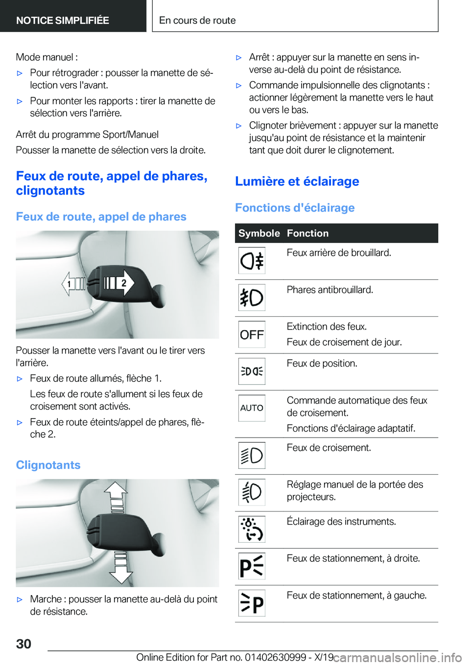 BMW 2 SERIES GRAN COUPE 2020  Notices Demploi (in French) �M�o�d�e��m�a�n�u�e�l��:'x�P�o�u�r��r�é�t�r�o�g�r�a�d�e�r��:��p�o�u�s�s�e�r��l�a��m�a�n�e�t�t�e��d�e��s�éj�l�e�c�t�i�o�n��v�e�r�s��l�'�a�v�a�n�t�.'x�P�o�u�r��m�o�n�t�e�r��l