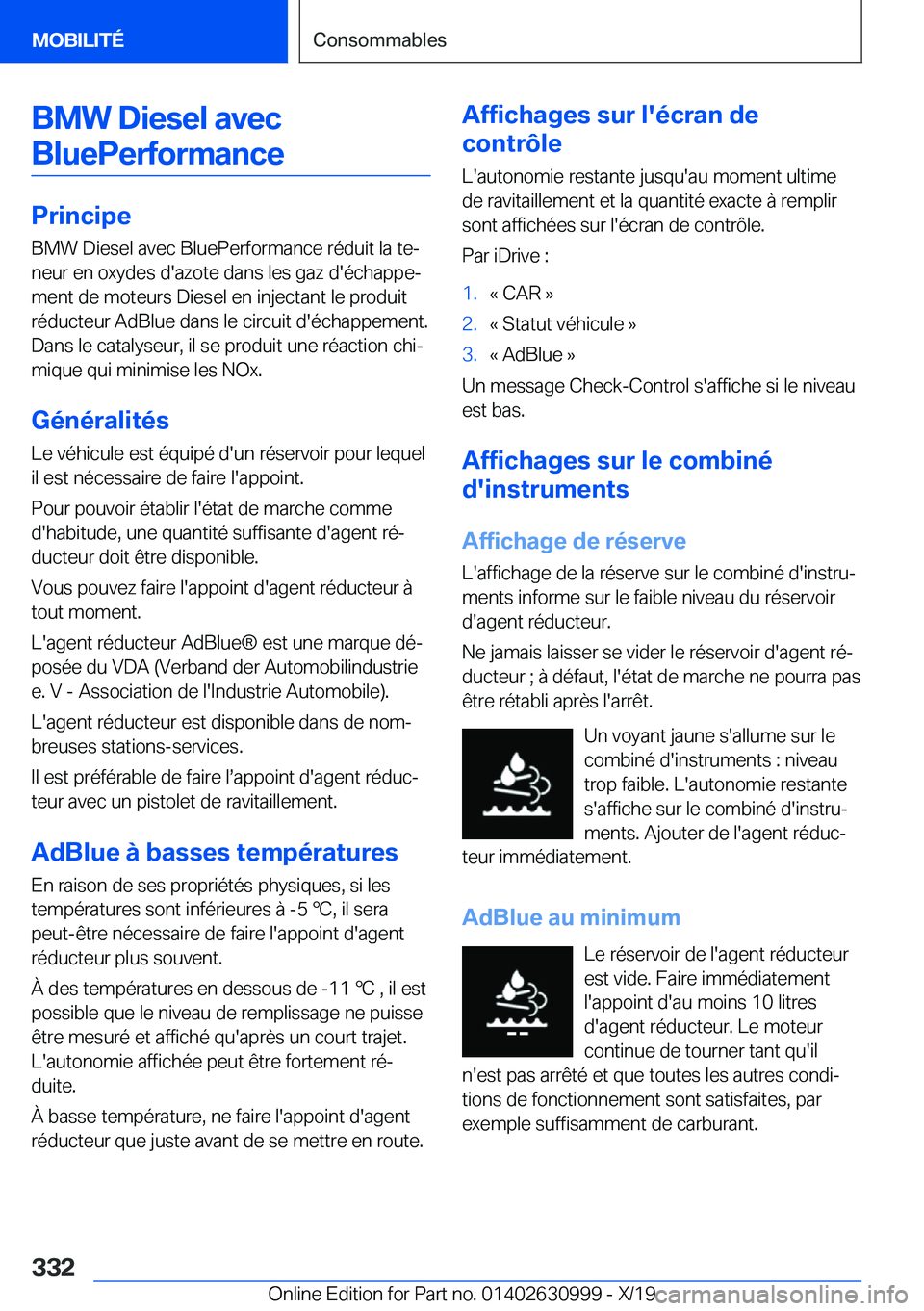 BMW 2 SERIES GRAN COUPE 2020  Notices Demploi (in French) �B�M�W��D�i�e�s�e�l��a�v�e�c�B�l�u�e�P�e�r�f�o�r�m�a�n�c�e
�P�r�i�n�c�i�p�e �B�M�W��D�i�e�s�e�l��a�v�e�c��B�l�u�e�P�e�r�f�o�r�m�a�n�c�e��r�é�d�u�i�t��l�a��t�ej�n�e�u�r��e�n��o�x�y�d�e�s��
