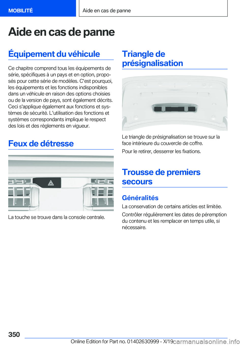 BMW 2 SERIES GRAN COUPE 2020  Notices Demploi (in French) �A�i�d�e��e�n��c�a�s��d�e��p�a�n�n�e�
