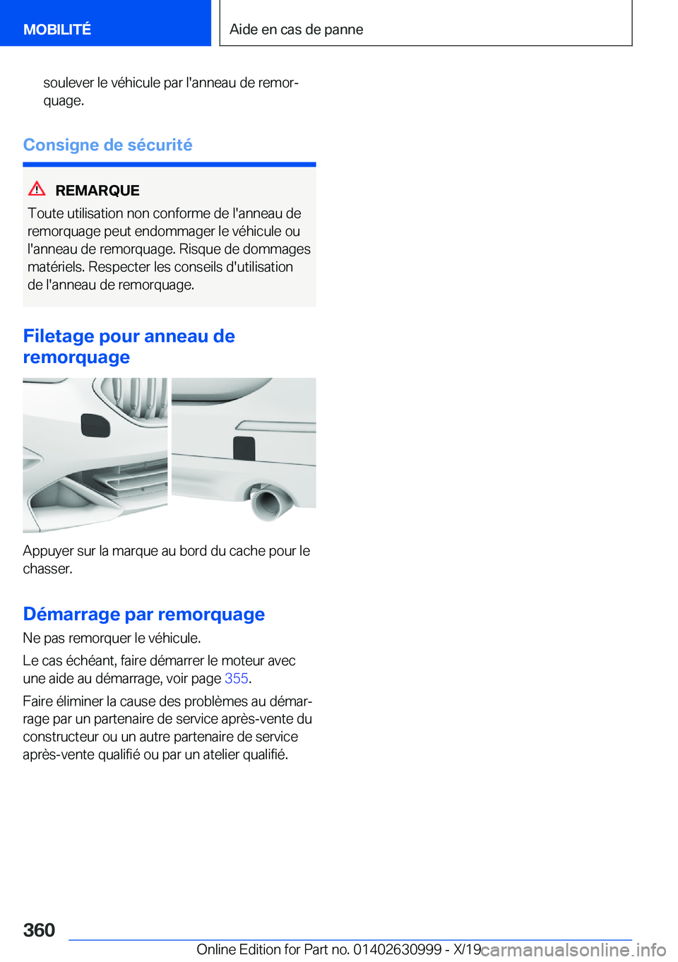 BMW 2 SERIES GRAN COUPE 2020  Notices Demploi (in French) �s�o�u�l�e�v�e�r��l�e��v�é�h�i�c�u�l�e��p�a�r��l�'�a�n�n�e�a�u��d�e��r�e�m�o�rj
�q�u�a�g�e�.
�C�o�n�s�i�g�n�e��d�e��s�é�c�u�r�i�t�é
�R�E�M�A�R�Q�U�E
�T�o�u�t�e��u�t�i�l�i�s�a�t�i�o�n�