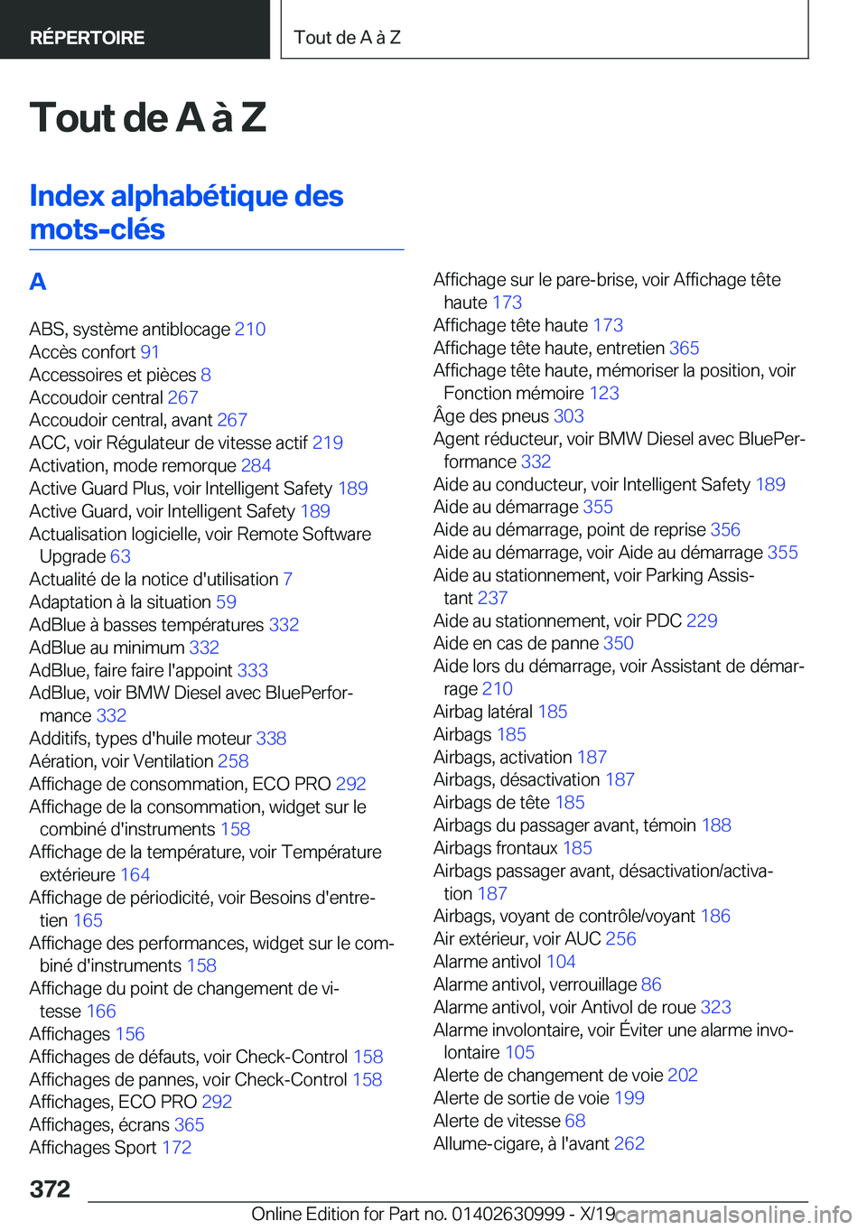 BMW 2 SERIES GRAN COUPE 2020  Notices Demploi (in French) �T�o�u�t��d�e��A��