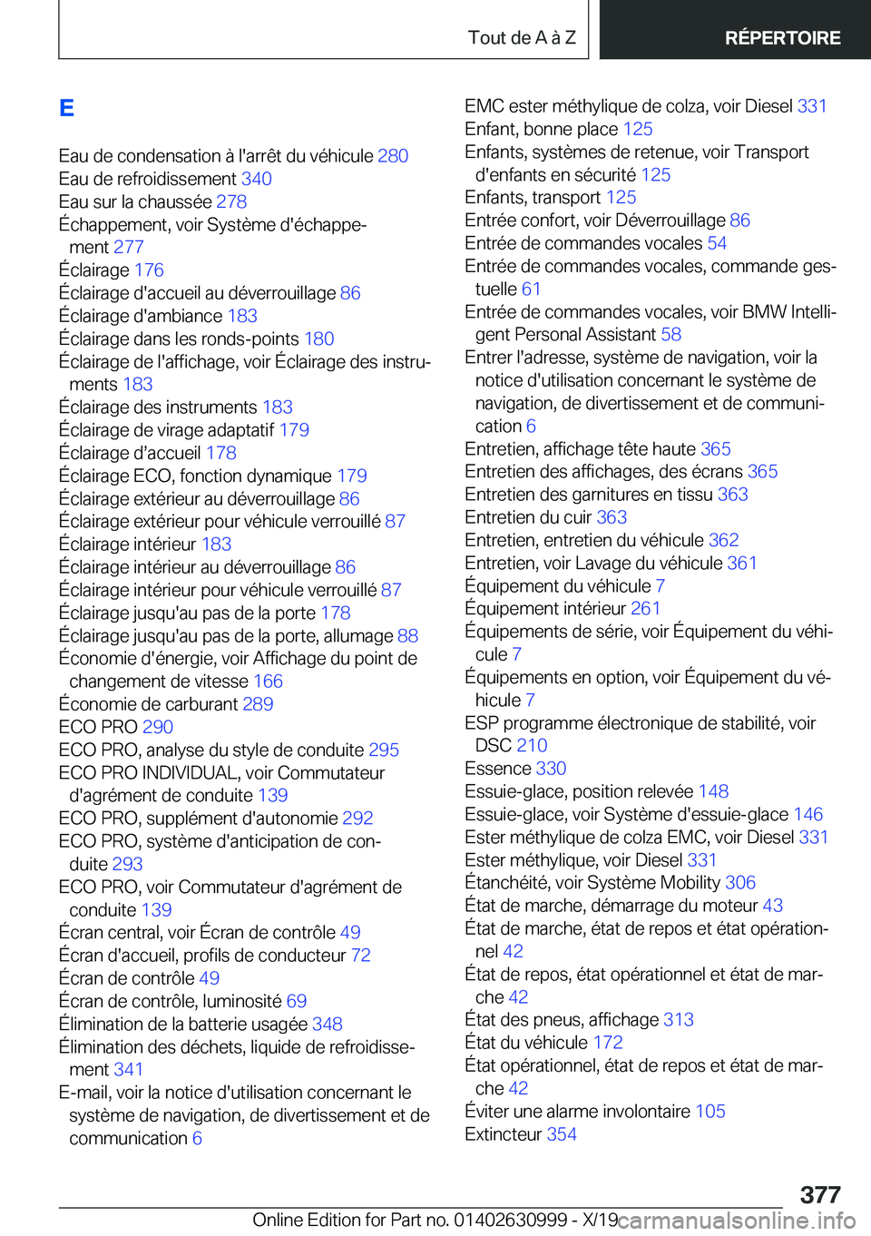 BMW 2 SERIES GRAN COUPE 2020  Notices Demploi (in French) �E
�E�a�u��d�e��c�o�n�d�e�n�s�a�t�i�o�n��