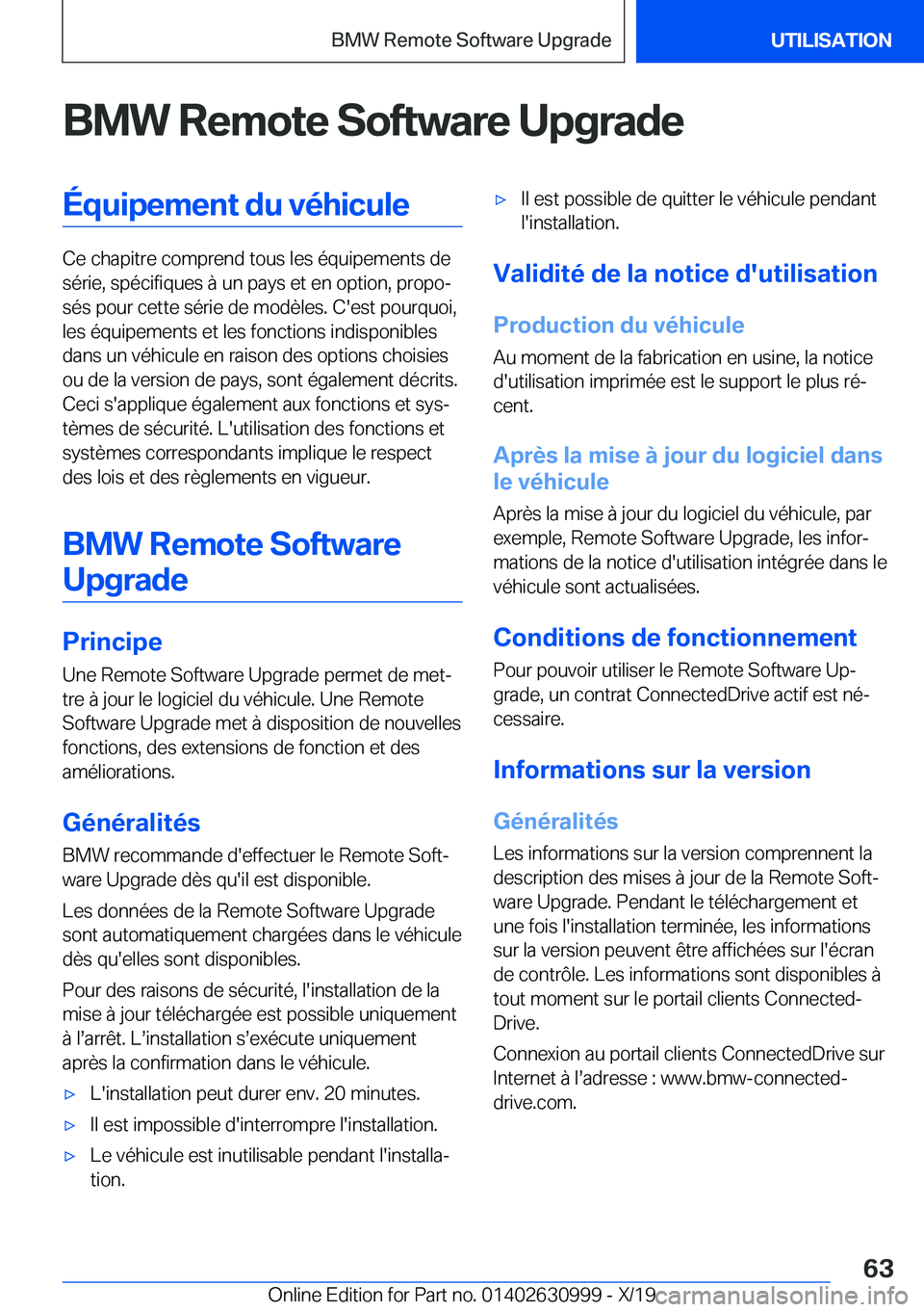 BMW 2 SERIES GRAN COUPE 2020  Notices Demploi (in French) �B�M�W��R�e�m�o�t�e��S�o�f�t�w�a�r�e��U�p�g�r�a�d�e�